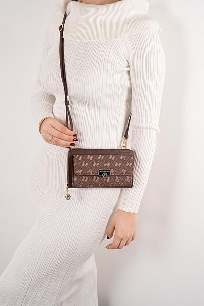 Silver Polo Сребристо-кафява дамска чанта-портфейл SP921 с каишка