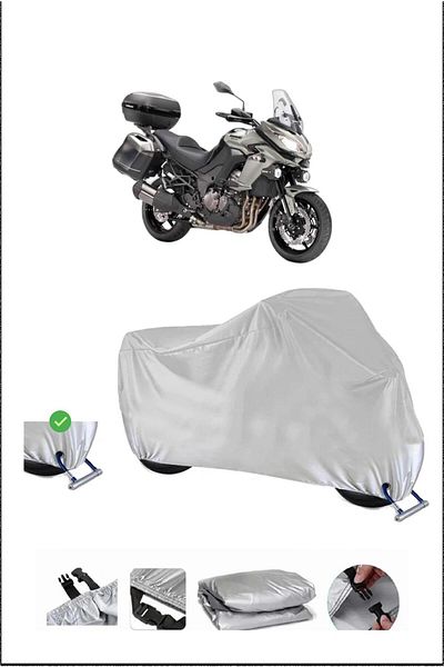 Breen قفل Kawasaki KLZ1000VERSYS متوافق مع غطاء دراجة نارية متين مقاوم للماء - رمادي