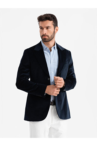 OMBRE Ανδρικό βαμβακερό πουκάμισο REGULAR FIT με κάθετες ρίγες - μπλε και άσπρο OM-SHOS-0155 XL