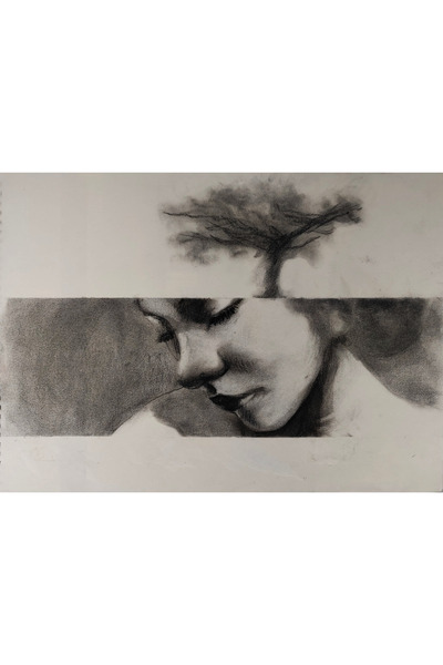 artoloji Ağıt Uğur Uludağ - İsimsiz - 2025 - Kağıt üzerine kömür füzen - 30x4...