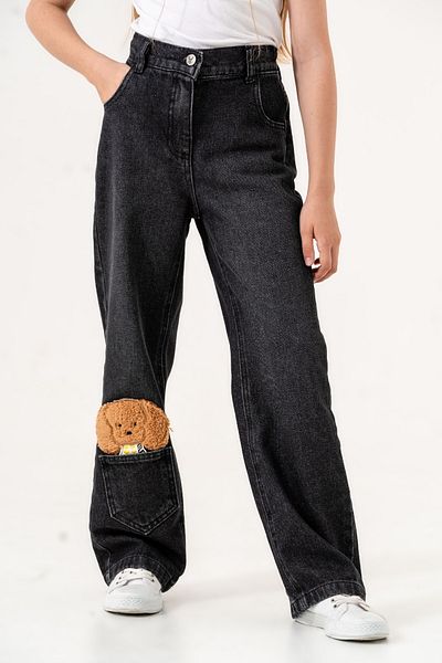 GİYİCEM TEKSTİL Dog Embroidered Girls' Jeans