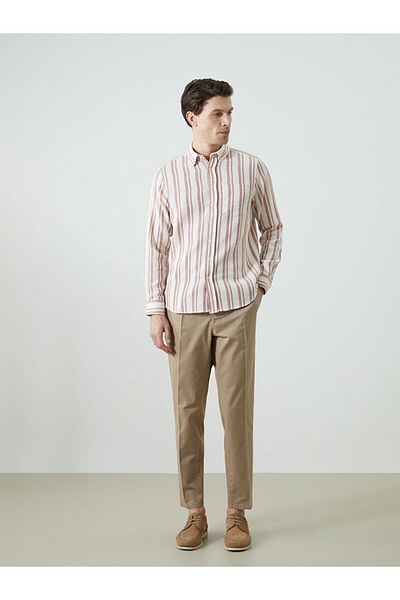 LC Waikiki Regular Fit Long Sleeve Striped Poplin Men's Shirt