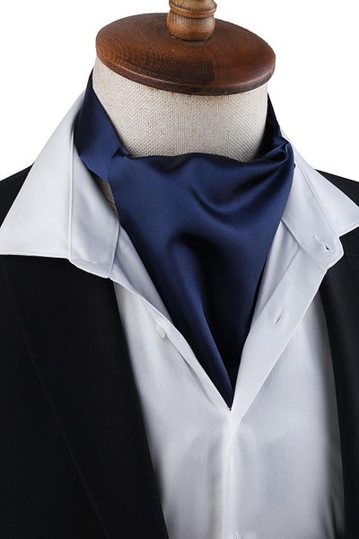 Kravatkolik Navy Blue Plain Ascot Scarf K574