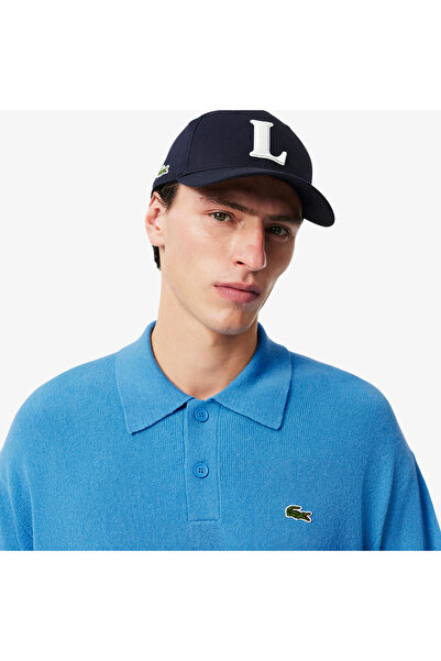 Lacoste Erkek Relaxed Fit Polo Yaka Yün Mavi Triko