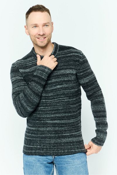 Michael Kors Men Crew Neck Long Sleeve Textured Sweater, Charcoal