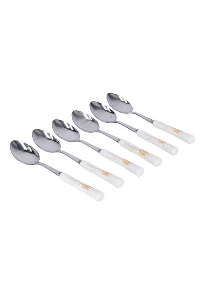 DELCASA DC1629 6Pcs Stainless Steel Tea Spoon - Floral Handle Pattern Cutlery