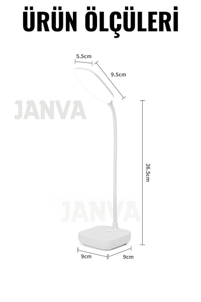 Genel Markalar Kablosuz Şarjlı Dokunmatik 16 LED Masa Lambası Ders Çalışma Okuma Işığı Dimmer Ayarlı