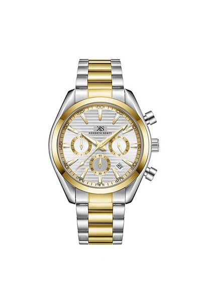 Kenneth Scott Men's Chrono & Multi Function White Dial Watch - K23150-TBTW
