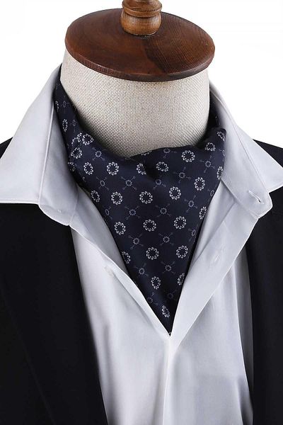 Kravatkolik Navy Blue Motif Pattern Men's Scarf K599