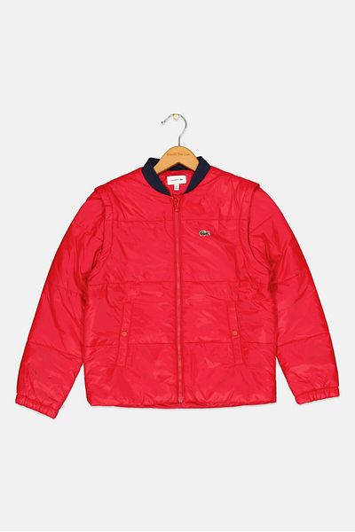 Lacoste Kids Boy Embroidered Logo Puffer Jacket, Red