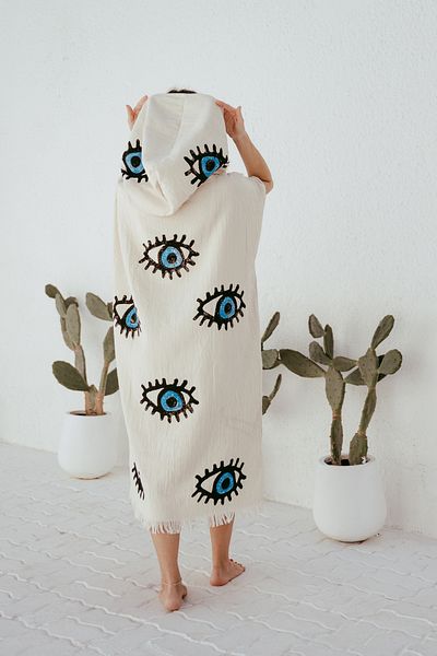 Pamukme ADULT COTTON BEACH PONCHOS BLUE