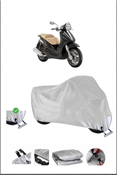 Breen قفل بياجيو بيفرلي 500 متوافق مع غطاء دراجة نارية مقاوم للماء ومتين - رمادي