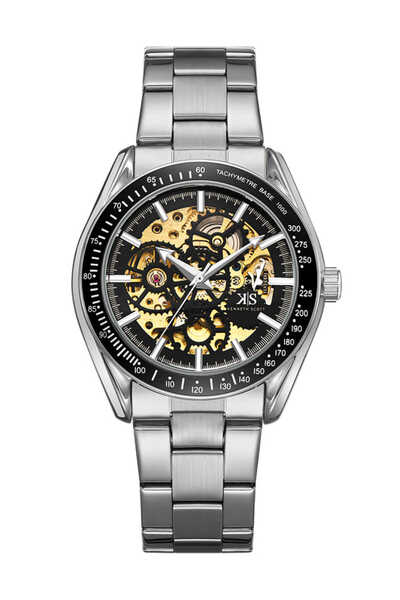 Kenneth Scott Men's Mechanical Black Dial Watch - K22312-SBSB