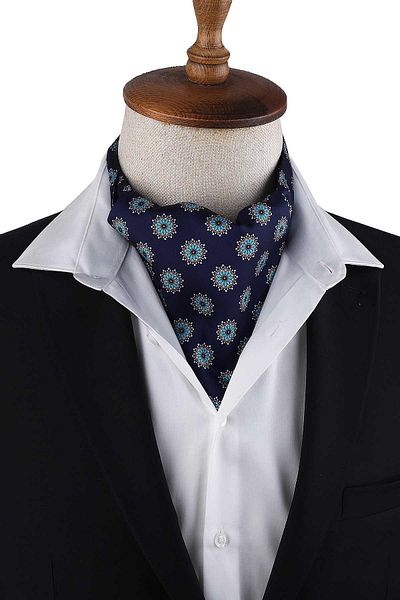 Kravatkolik Navy Blue Motif Pattern Men's Scarf K610