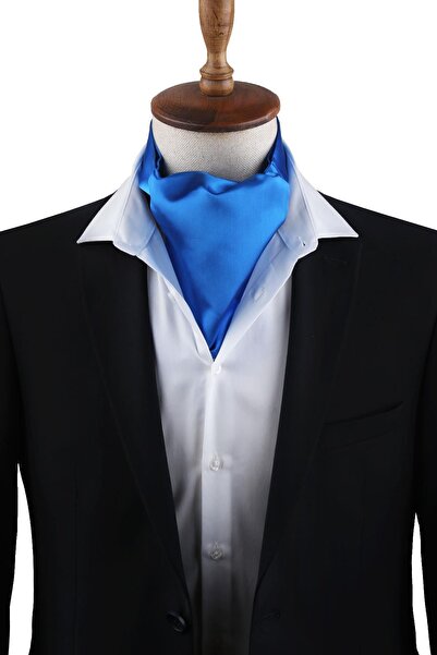 Kravatkolik Blue Plain Ascot Scarf K575