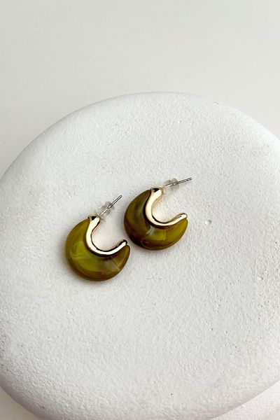 Modex Gold Color Acrylic Half Moon Earrings (2cm)