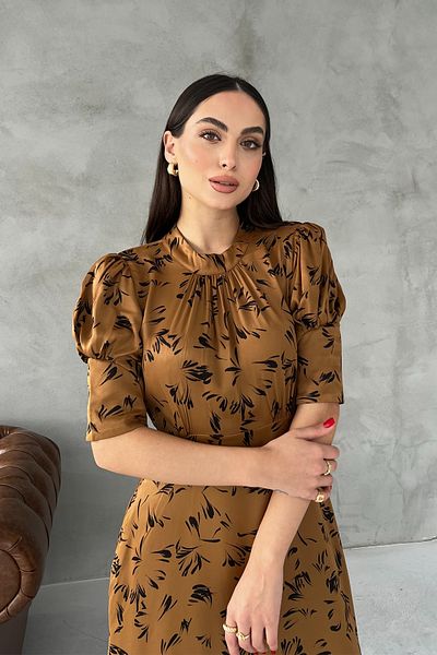 Seda Yalçın Atelier Brown Movale Belted Satin Dress