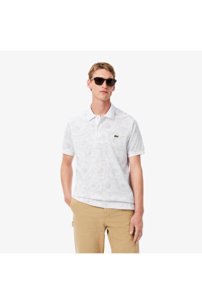 Lacoste Erkek Classic Fit Desenli Beyaz Polo