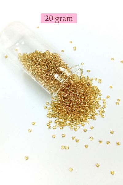 STUMBANNG Cast glass sand beads (11/0) 2 mm - 20 grams - transparent honey color - bnc033