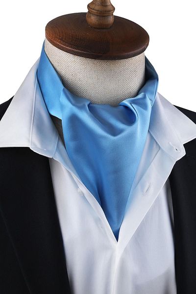 Kravatkolik Light Blue Plain Ascot Scarf K569