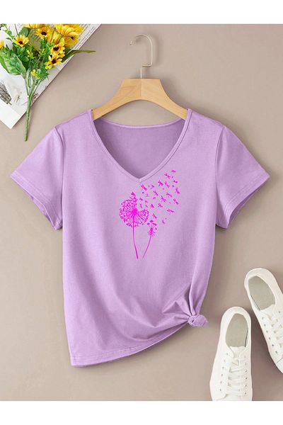 mercoledi Tricou oversize damă casual cu decolteu în V
