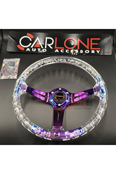 carlone Şeffaf Direksiyon Momo 35cm Kabarcıklı Direksiyon Beyaz  A+ Süper Ürün