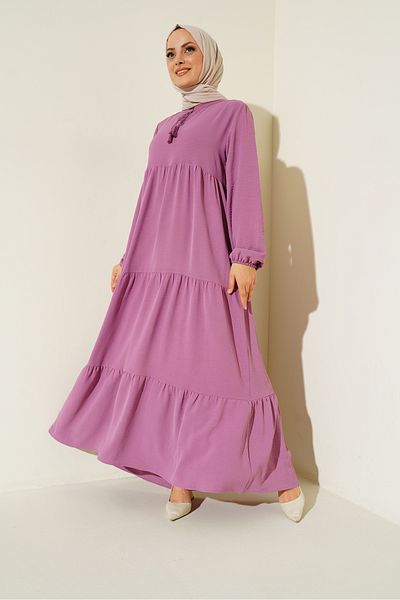 Bigdart Φόρεμα Hijab με κορδόνια 1627 - D. Fuchsia