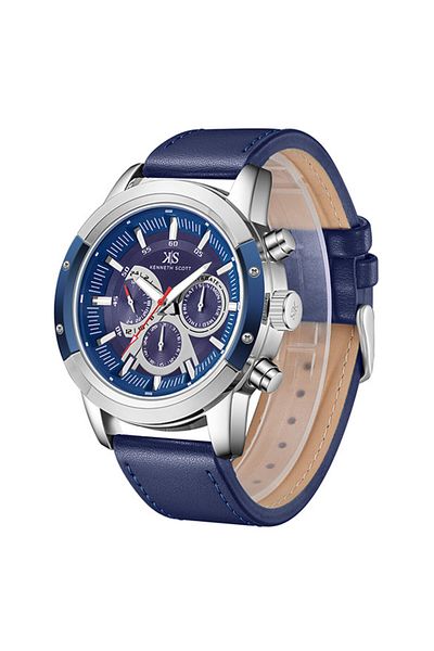 Kenneth Scott Kenneth Scott K24121-SLNN Men Analog Display Watch & Leather  Strap Blue