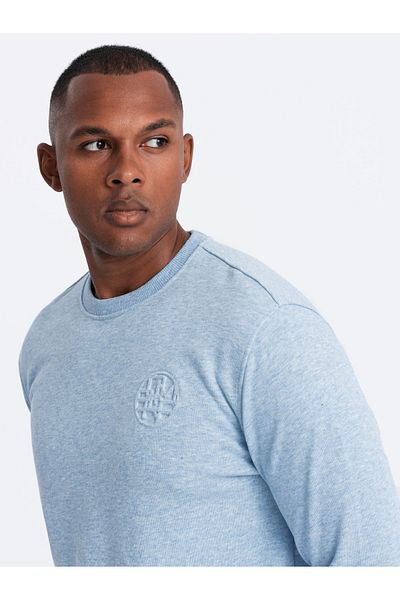 OMBRE Melange-Sweatshirt für Herren mit gesticktem Logo - blau V3 OM-SSNZ-0163 S