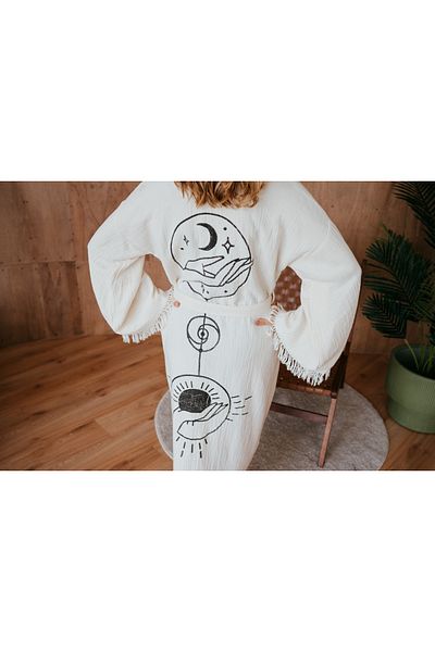 Pamukme COTTON KAFTAN- SUN & MOON LOVE NATURAL