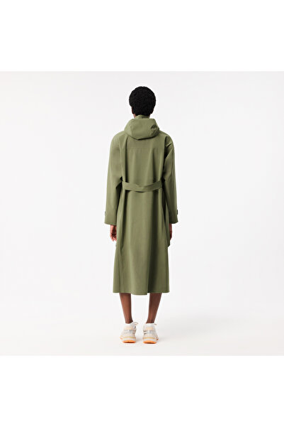 Lacoste Kadın Oversize Fit Kapüşonlu Haki Trençkot