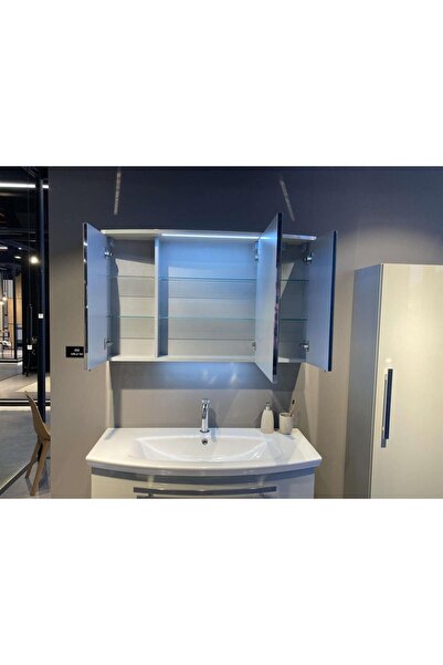 ORKA Urla 110 Cm Parlak Beyaz Banyo Dolabı Takımı