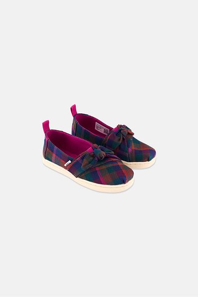 Toms Toddlers Girl Velcro Plaid Casual Shoes, Purple Combo