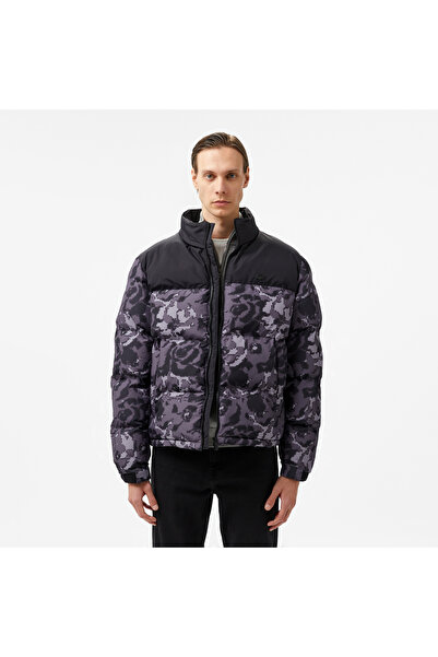 Lacoste Erkek Desenli Siyah Şişme Mont