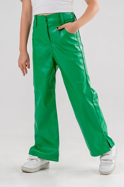 GİYİCEM TEKSTİL Girl's Leather Trousers with Slits