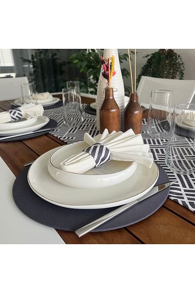 desen izmir New Season American Service - Πιάτο με κλασικό σχέδιο 6 και 6 δαχτυλίδια χαρτοπετσέτας