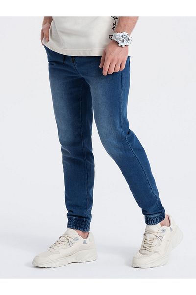 OMBRE Pantaloni din denim JOGGER SLIM FIT pentru bărbați - albastru închis V3 OM-PADJ-0134 XXL