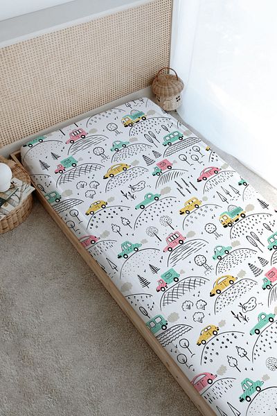 Tuğba Kuğu Iconic Series Printed Flat Sheet - Cars