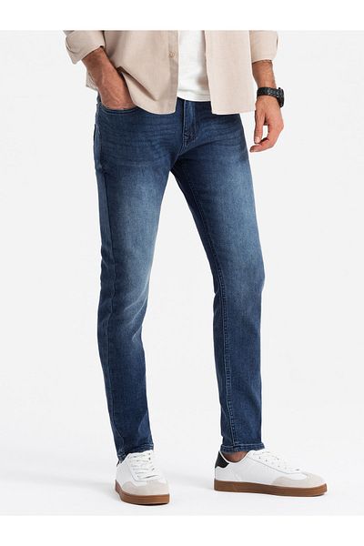 OMBRE Εφαρμοσμένο ανδρικό τζιν παντελόνι SLIM FIT με ελαστάνη - μπλε V1 OM-PADP-0214 M