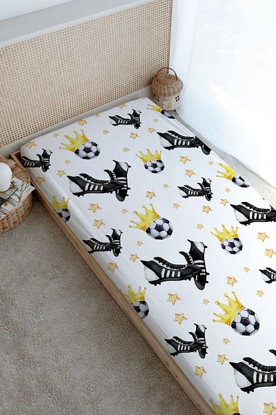 Tuğba Kuğu Baby Series Black and White Printed Flat Sheet