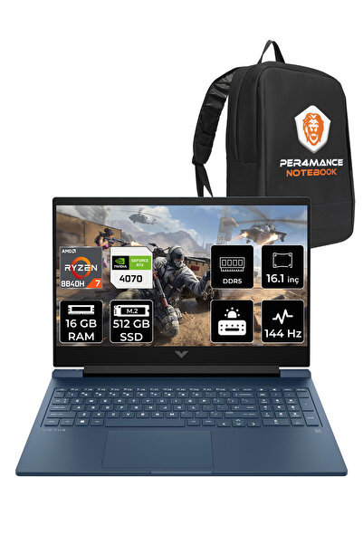 HP Victus 16 R7 8840H 16GB RAM 512GB SSD RTX4070/8GB 144Hz 16.1'' FHD FDOS Gaming Laptop & PER4