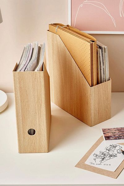 Binbirreyon File Folder Magazine File 2 Units Wood Look 25X30Cm Oak Df038