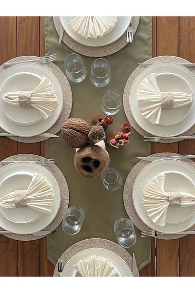 desen izmir New Season American Service - Jut Wicker Pattern Tk, 6 Slat, 6 Napkins and Runner Cover