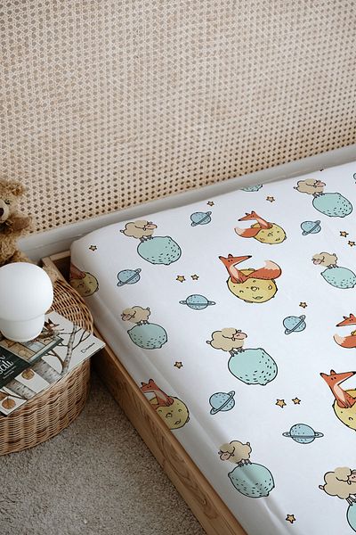 Tuğba Kuğu Pure Baby Series'Little Prince' Printed Flat Sheet