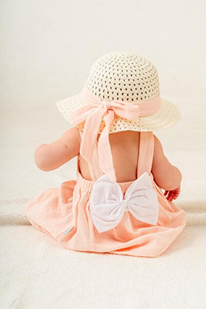 Chicsy Baby Tatlı Fitilli Şapkalı Fiyonklu Kız Bebek Elbisesi