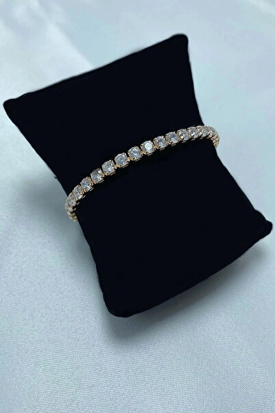 RF Jewelry Altın Kaplama Pırlanta Montür Ithal Su Yolu Bileklik 4mm