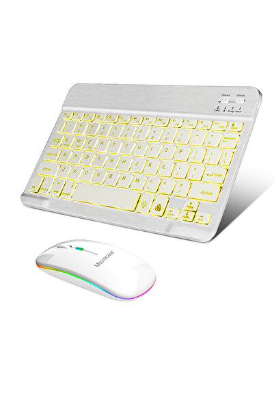 Microcase Tablet Telefonlar için RGB Işıklı Şarjlı Bluetooth Klavye + Mouse AL4884