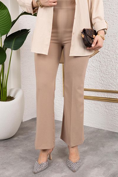Tesettür Diyarı Women's Lycra Crepe Fabric Spanish Leg Trousers