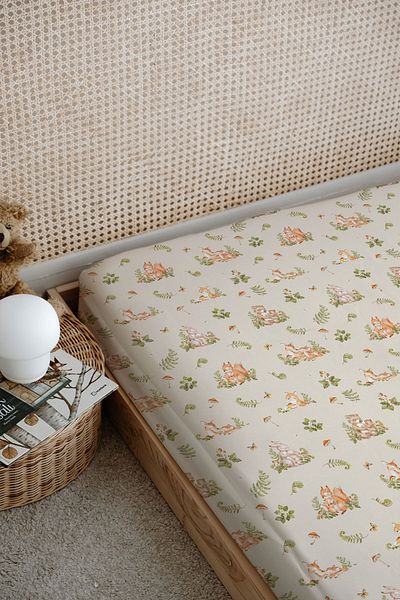 Tuğba Kuğu Printed Flat Sheet - for Baby Series - Mom and Baby Deer