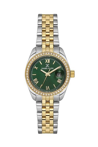 Daniel Klein Dk.3.10020-5 Steel Plated Curved Calendar Roman Numeral Metallic-Gold Color Women's Wristwatch